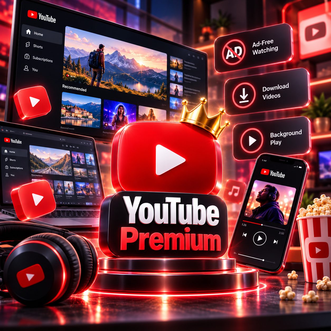 اکانت یوتیوب پرمیوم / YouTube Premium